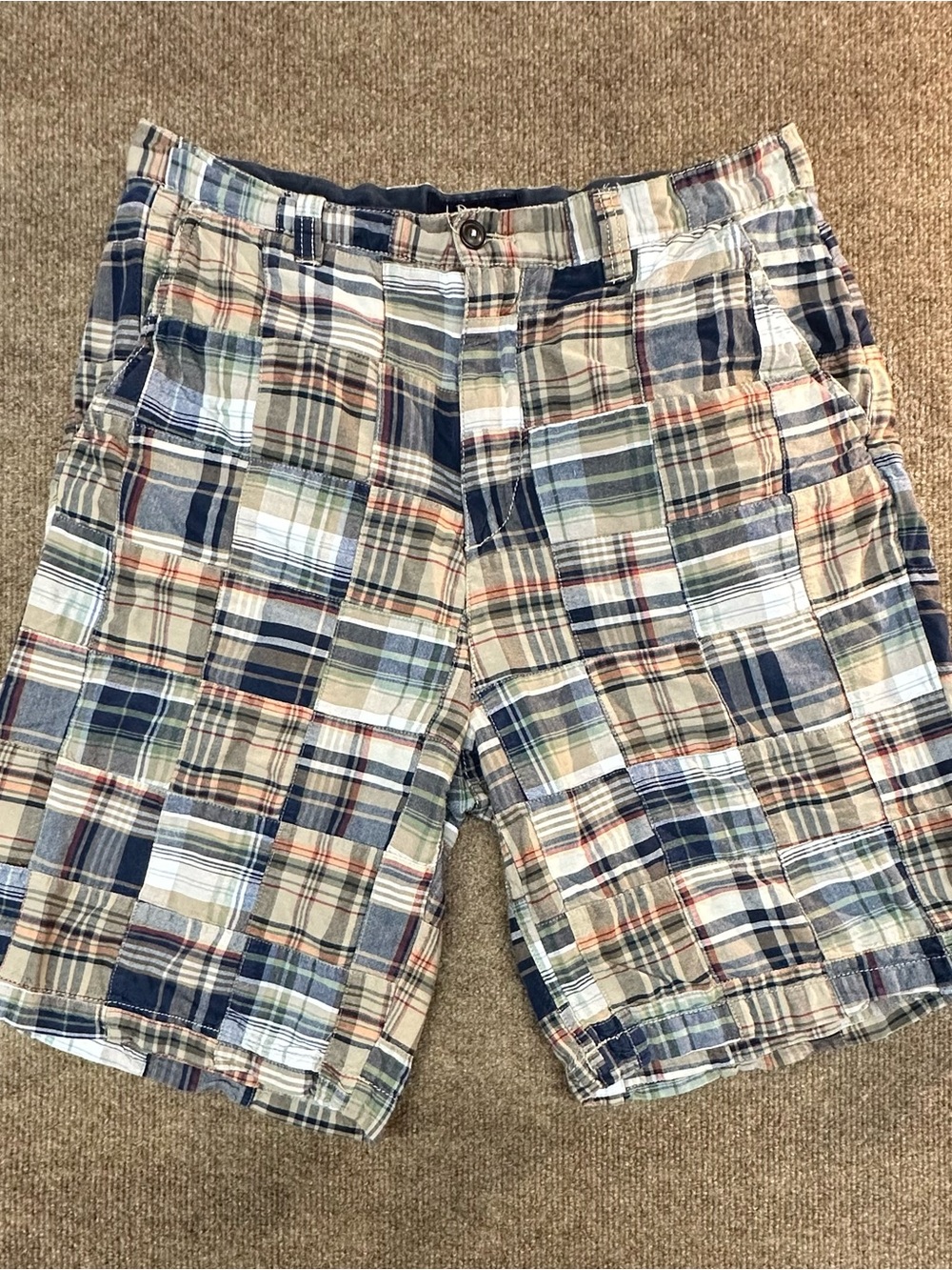 G.H. Bass & Co. Men's Patchwork Cargo Shorts - Navy, Tan & White